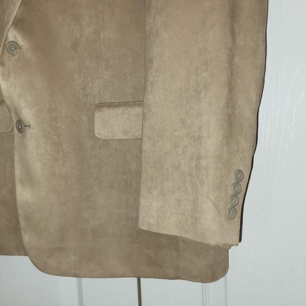 Lauren Ralph Lauren Tan Beige Faux Suede 2 Button Blazer Sport Coat 44R - Picture 3 of 12